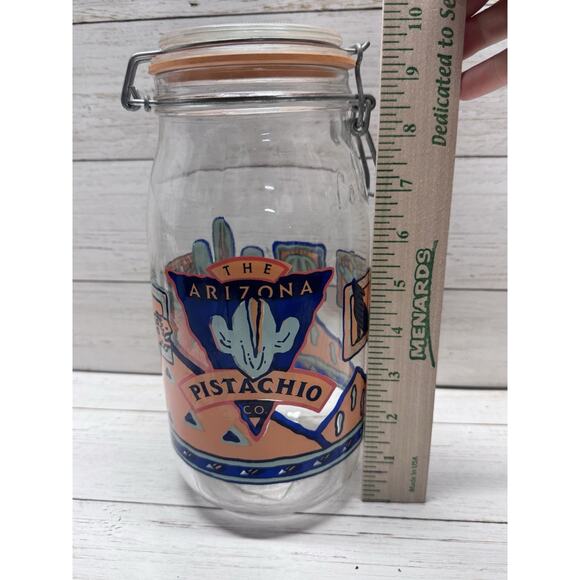 Vintage 2L Glass Jar With Lid Arizona Pistachio Company Mason Canister France - Picture 2 of 5